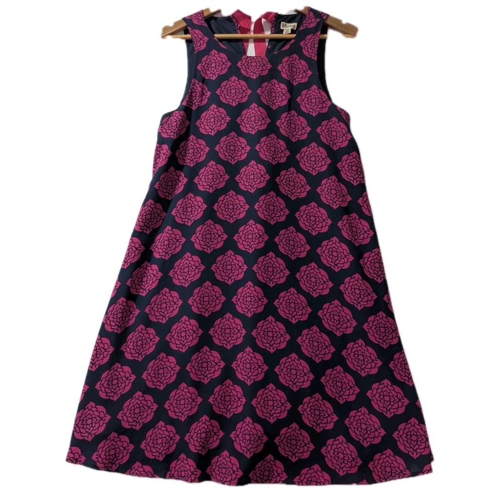 Y2K Hatley Pink Black Floral A Line Sleeveless Dress Womens Small